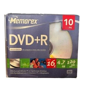 Memorex DVD+R 10 Pack Slim Jewel Cases